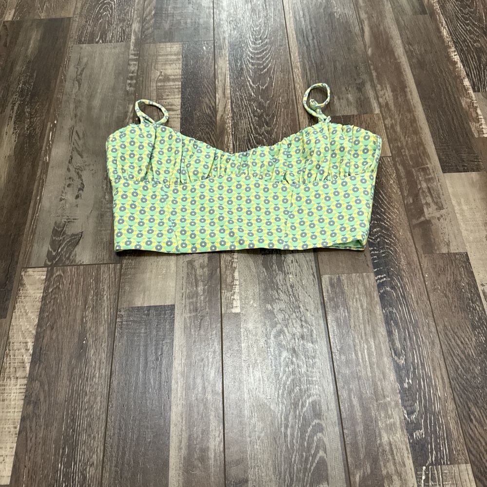 Zara Lime and Yellow Patterned Blouse